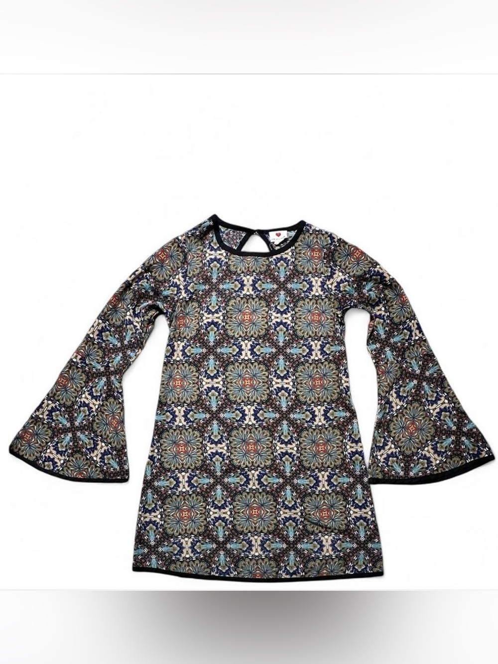 Y2K Boho Medallion Print Bell Sleeve Tunic